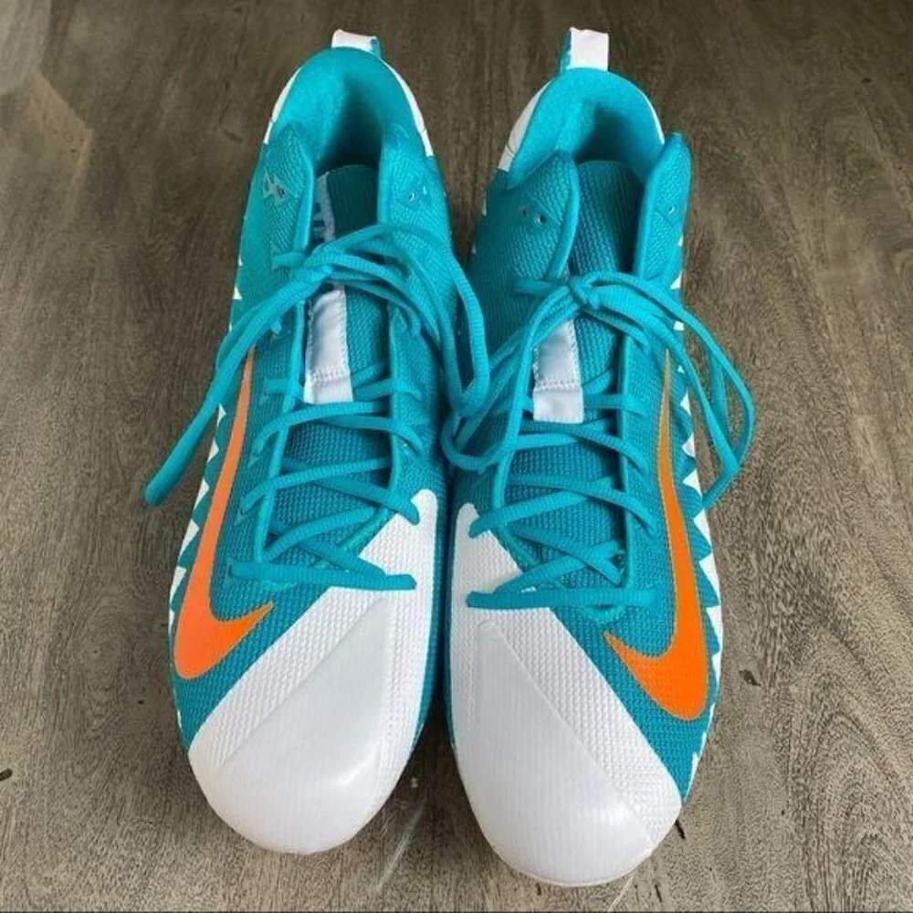 Nike Alpha Menace Shark 2 Football Cleats SZ 16 NWOT - Miami Dolphins Colors